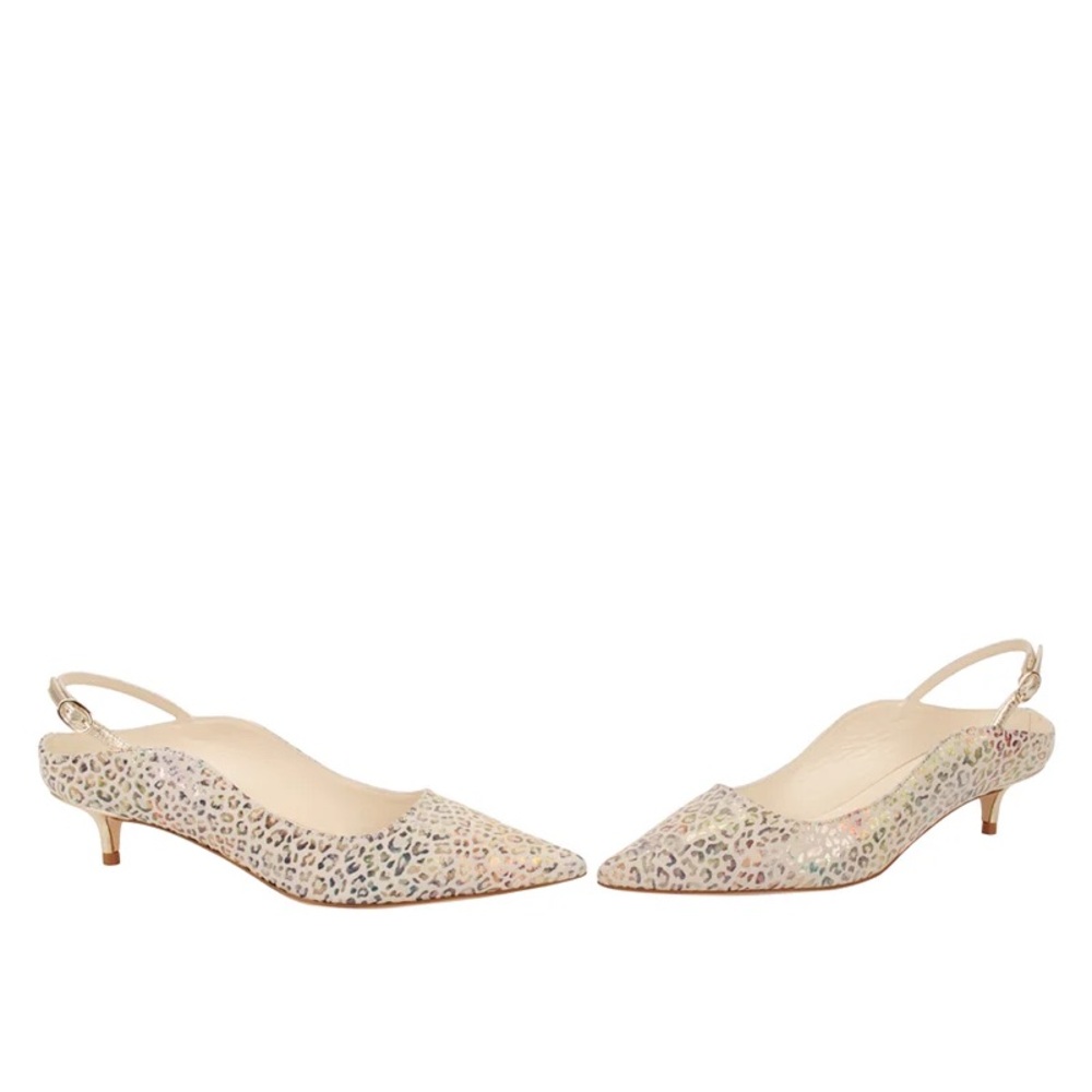 Leopard Print Slingback Kitten Heels by Something Bleu, Size 8